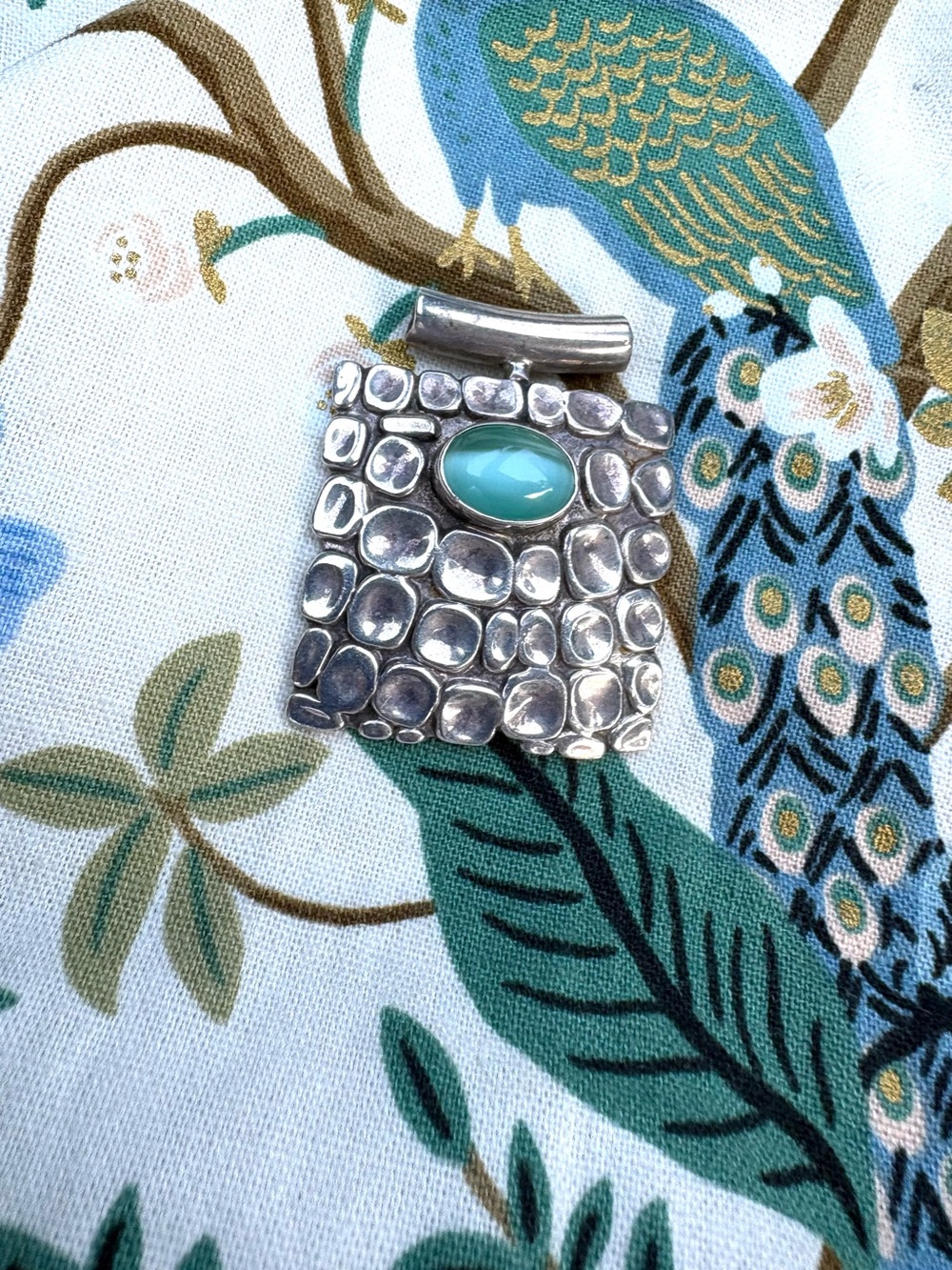 STERLING JEWELRY Silver Aquaprase Geometric Modernist Artisan 90’s
Pendant